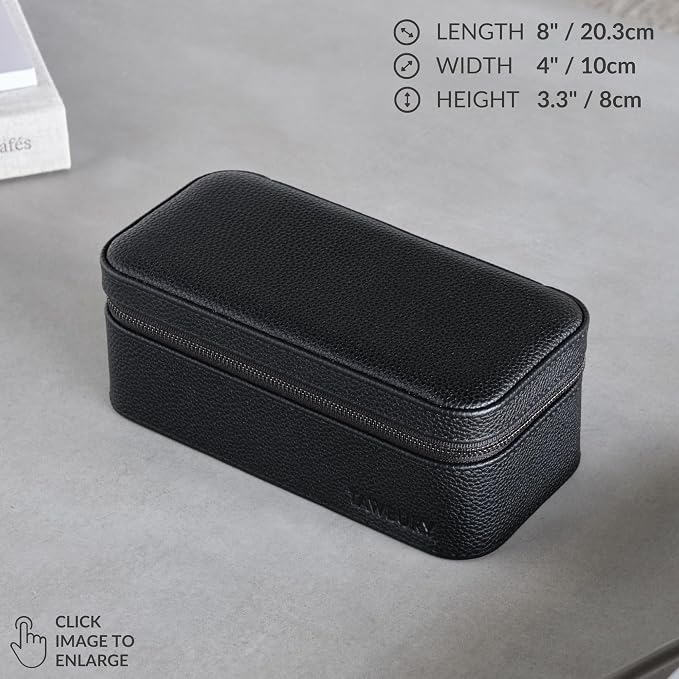TAWBURY 3 Watch Case for Men – Luxury Leather Watch Travel Case for Men | Black - Image 3