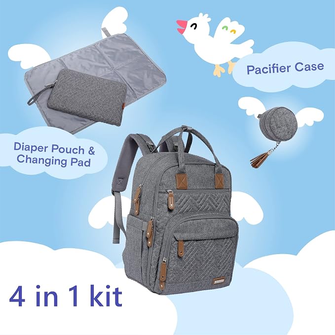 iniuniu Diaper Bag Backpack, 4 in 1 kit Large Unisex Baby Bags - Image 2