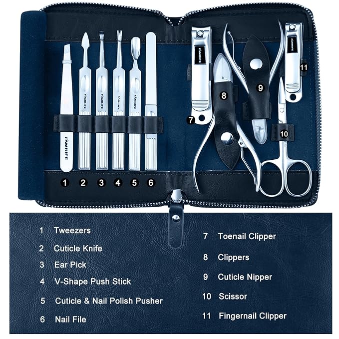 Manicure Kit, FAMILIFE Professional Manicure Set Nail Kit, 11 in 1 Stainless - Image 8