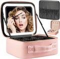 Makeup Travel Train Case with Mirror LED Light 3 Adjustable Brightness Large by Extrei+Gent