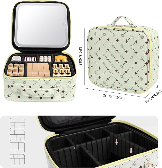 Travel Makeup Bag With 360° rotating LED Mirror, Waterproof cosmetic organizer - Image 6