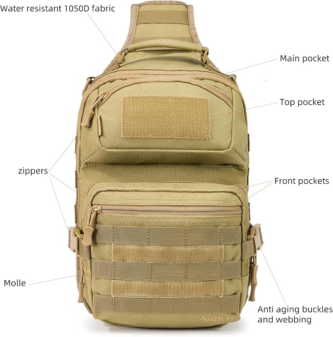 15L Tactical Crossbody Sling Bag | Everyday One Shoulder Backpack Fit 12 Inch - Image 4