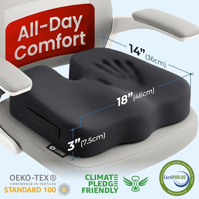 5 STARS UNITED Seat Cushion for Tailbone Pain Relief – Memory Foam Cushion for - Image 2