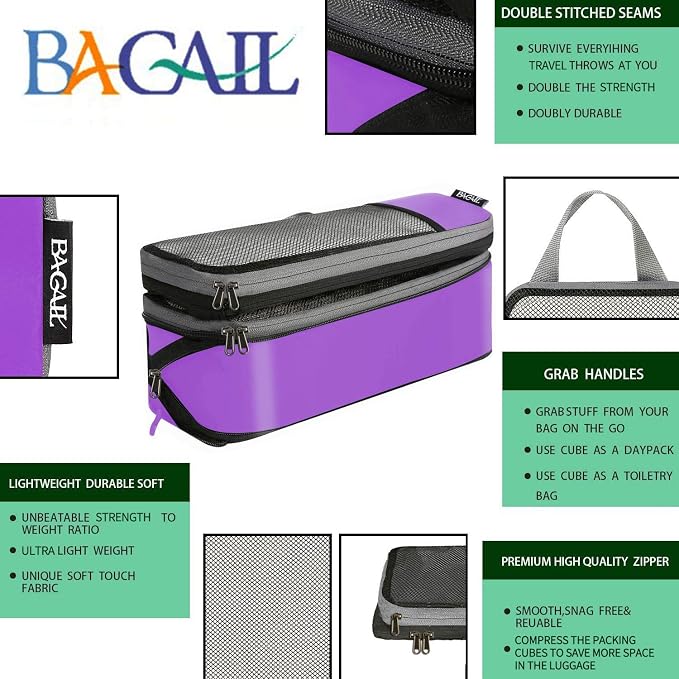 BAGAIL 4 Set/6 Set/8 Set Compression Packing Cubes Travel Accessories - Image 3