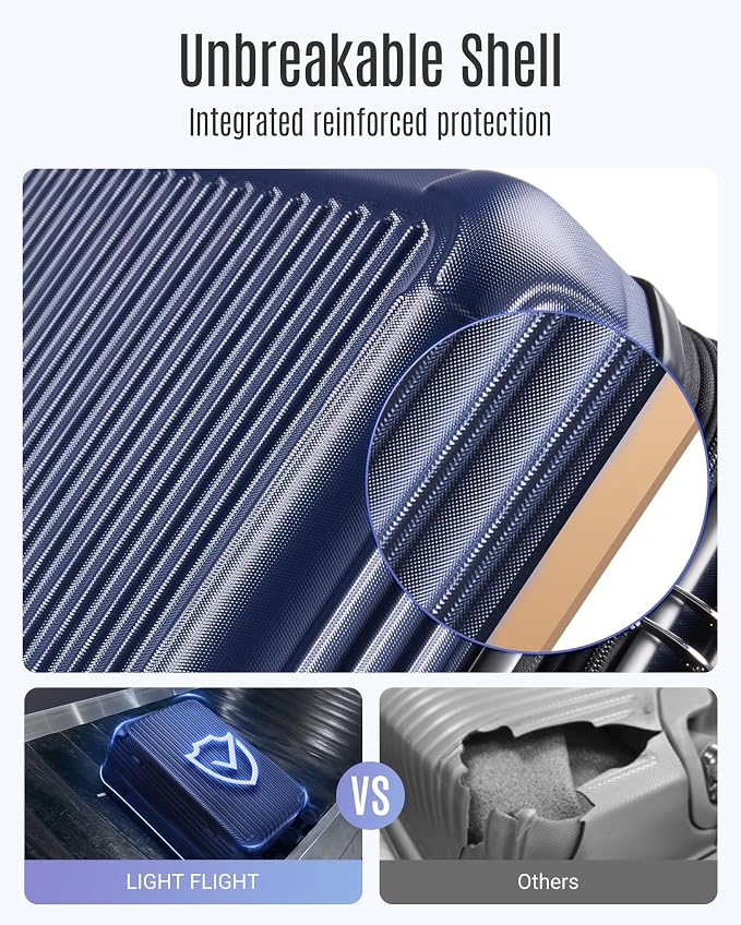 LIGHT FLIGHT Luggage Sets, Durable Hard Shell 3 Piece Set Suitcase - Image 4