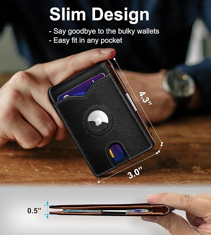 Airtag Wallet for Men, with Money Clip 11 Cards Slim Front Pocket Leather RFID - Image 3