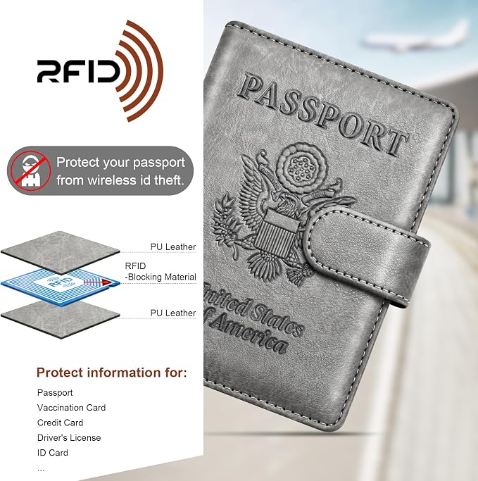 Herain Passport Holder for Travel Cruise Essentials, RFID Passports Book Card - Image 5
