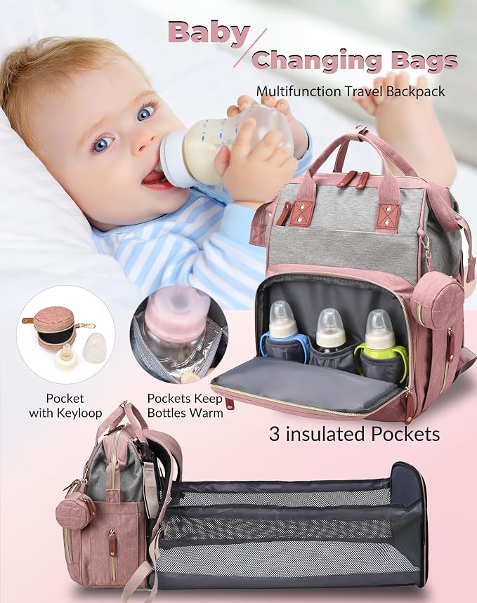 Diaper Bag with Changing Station, Waterproof 3 in 1 Baby Diaper Backpack with - Image 2