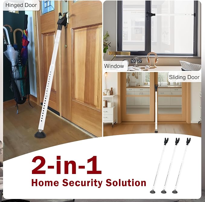 Sliding Door Security Bar, 3 Pack Adjustable Heavy Duty Sliding Door Lock Bar - Image 4