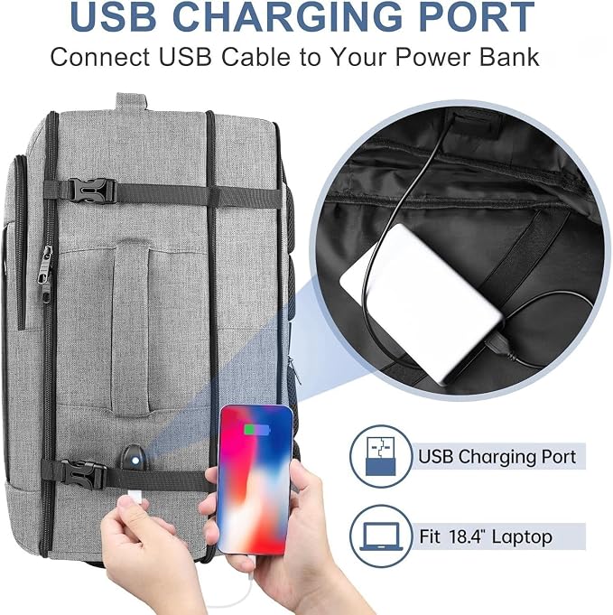 55L Carry On Backpack, Extra Large Travel Backpack - Image 5