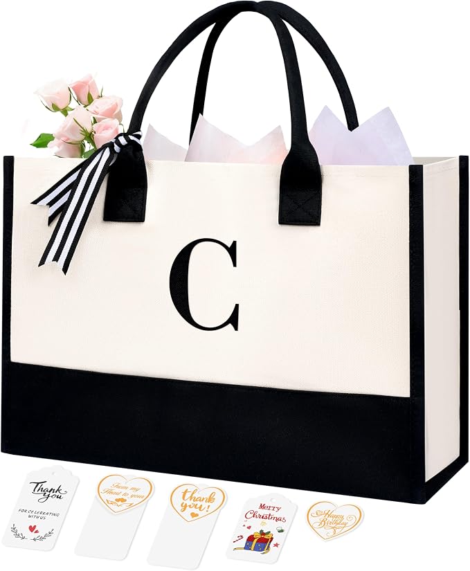 BAGAIL Initial Tote Bag, Personalized Birthday Gifts by BAGAIL