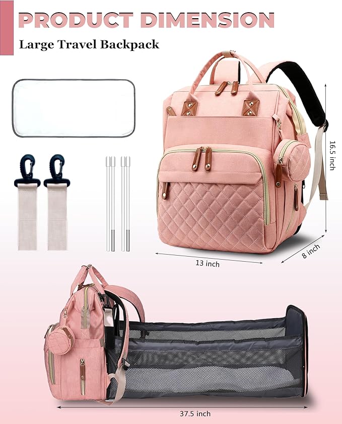 Diaper Bag with Changing Station, Waterproof 3 in 1 Baby Diaper Backpack with - Image 4