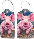Set of 2 Luggage Tags Cute Baby Piggy Leather Suitcases Tag by MSEAANBK
