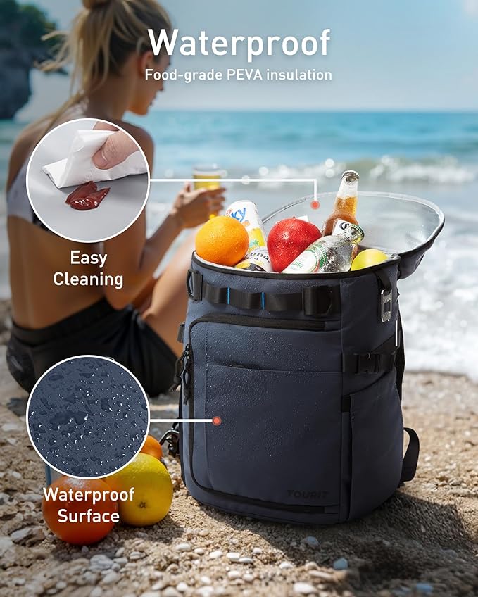 TOURIT 38 Cans Backpack Cooler: Leak Proof Waterproof 2 Insulated Compartments - Image 3