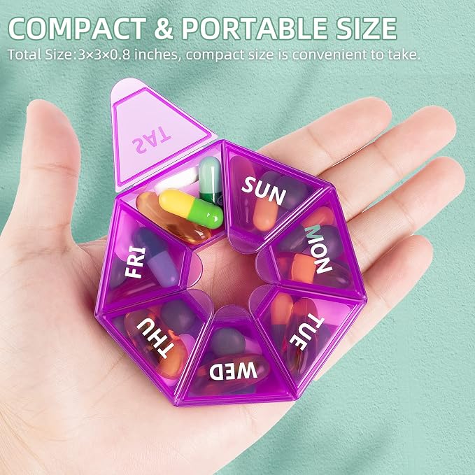 Weekly Pill Organizer, 2 Pack Portable Pill Box Medicine case 6 Colors New - Image 7