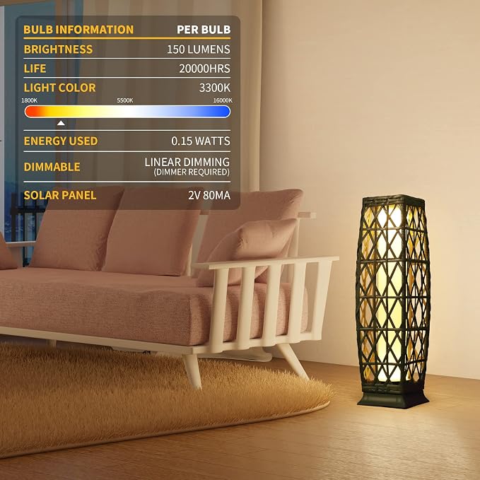 Solar Powered Outdoor Floor, 2 Piece Outdoor Floor Lamps, Solar Lanterns - Image 7