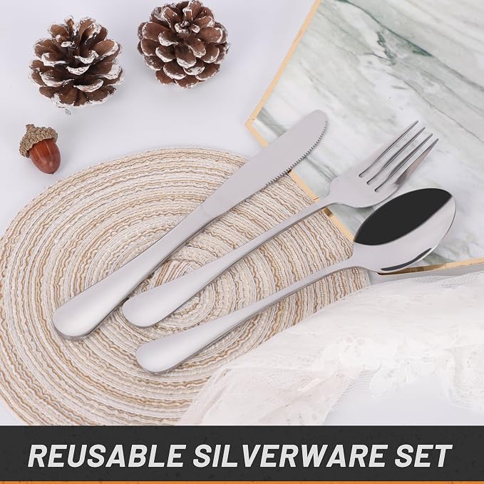 4 Piece Travel Utensils Camping utensils Travel Silverware Set - Image 3