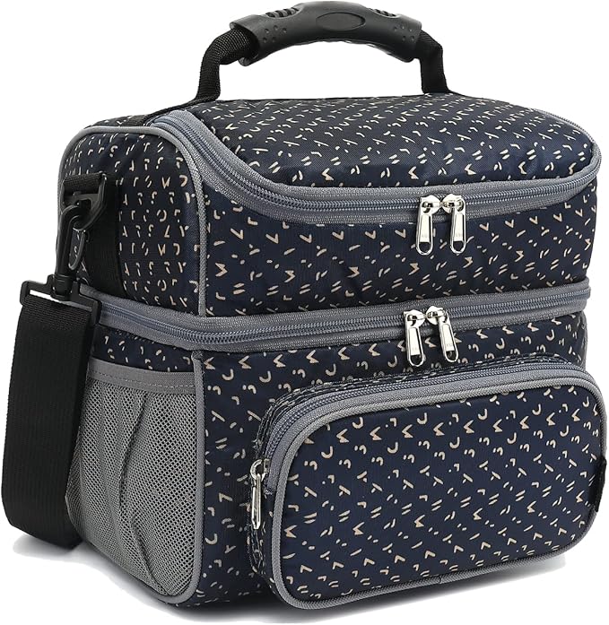 FlowFly Double Layer Cooler Insulated Lunch Bag Adult Lunch Box Large Tote Bag by FlowFly