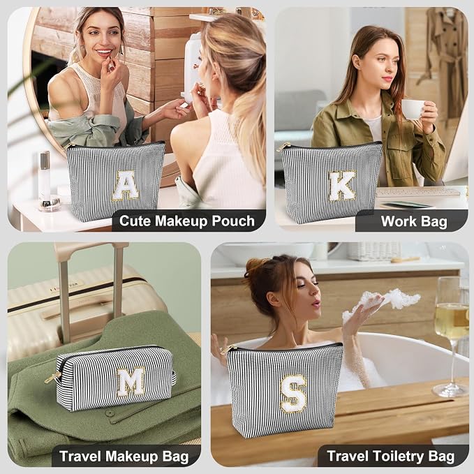 YOOLIFE Initial Makeup Bag for Women, Travel Cosmetic Bag - Image 6