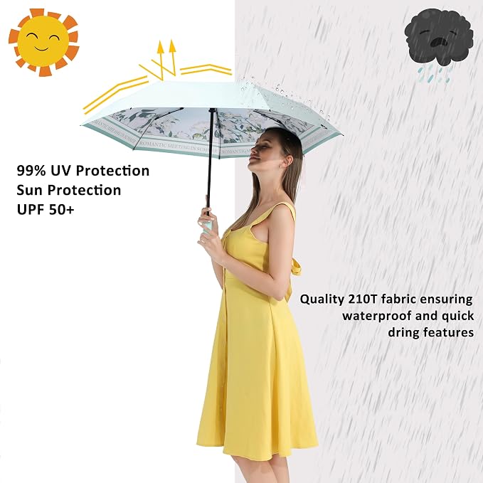 BAODINI Small UV Protection Travel Umbrella Compact - Image 2