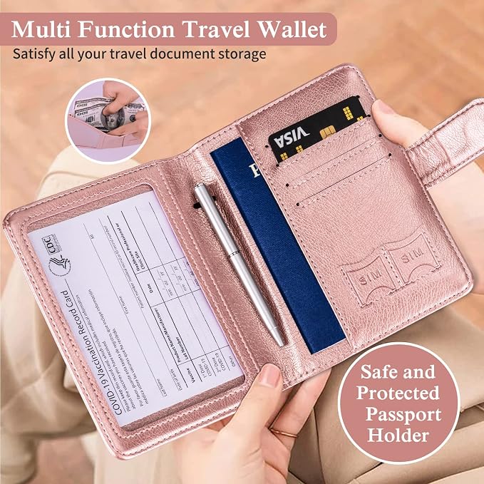 TIGARI Passport Holder for Travel Women Men, PU Leather Waterproof RFID - Image 2