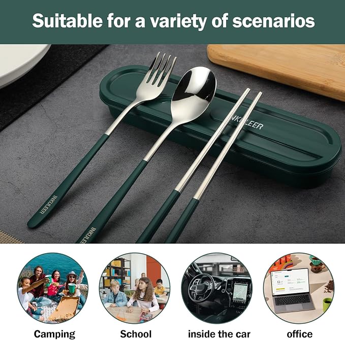 Travel cutlery set, 18/8 stainless steel cutlery, Reusable utensils set - Image 3