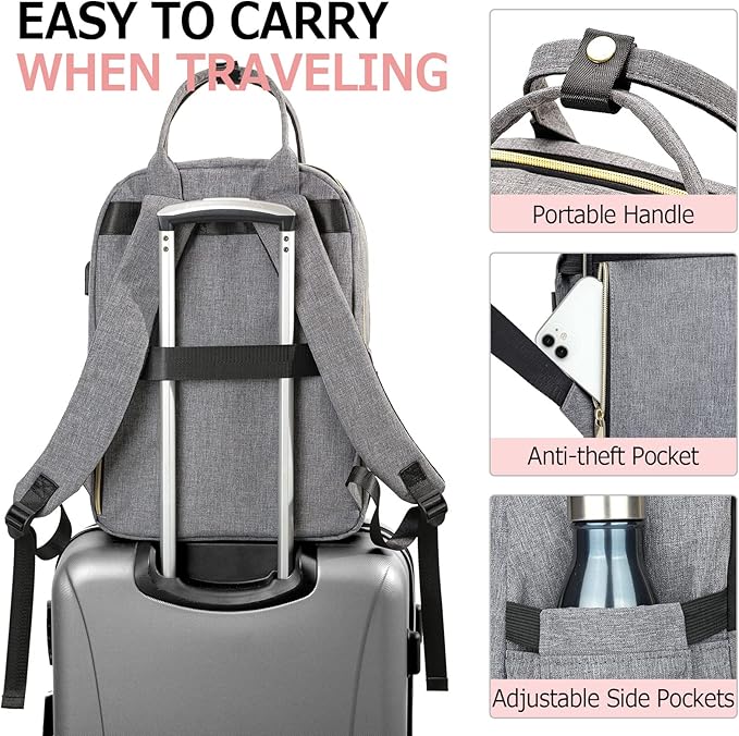 Travel Backpack for Women, 15.6 Inch Work Laptop Backpack, Water Resistant - Image 5