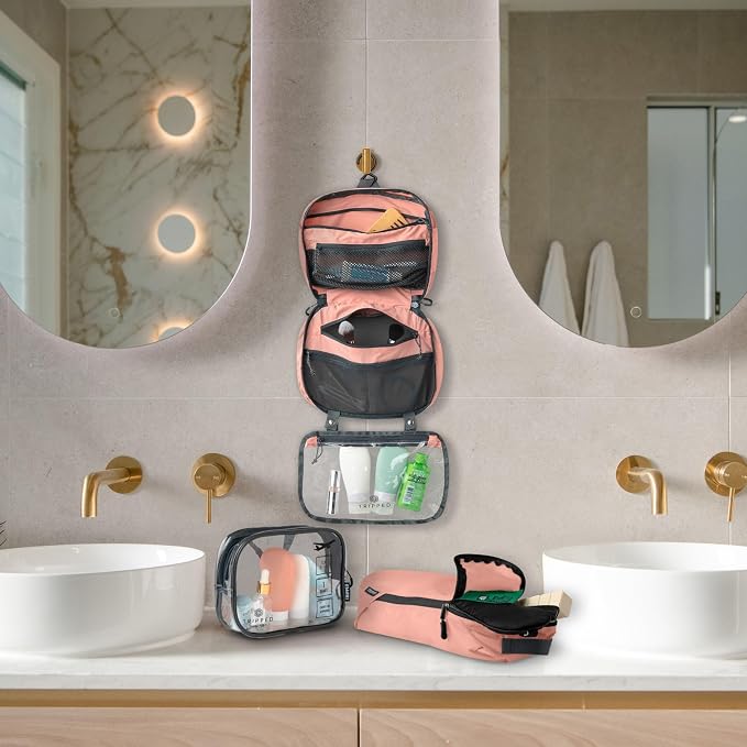 Toiletry Bag Kit Set: Hanging Travel Toiletry Bag + 311 TSA Cosmetic Liquid Bag - Image 2