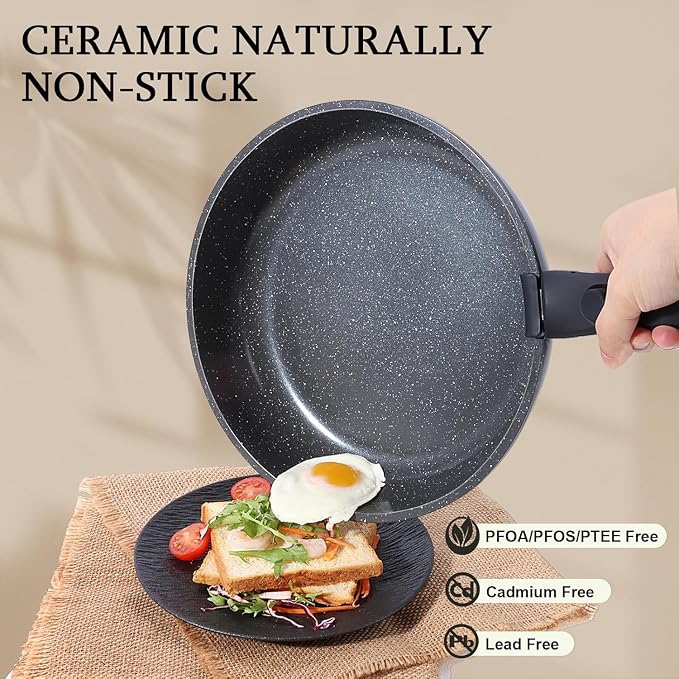 GiPP Ceramic Pots and Pans Set Non Stick, Nonstick Detachable Handle Cookware - Image 3