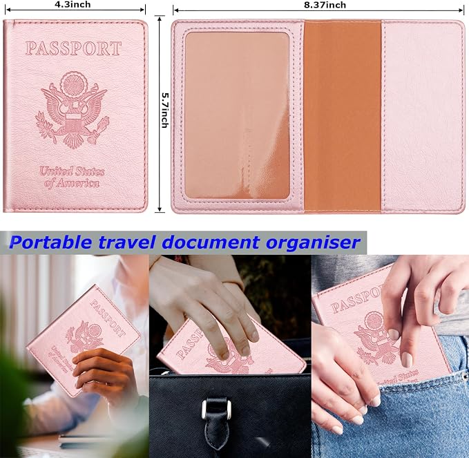 Herain Passport Holder 2Pcs, Passport Cover Wallet Case - Image 2