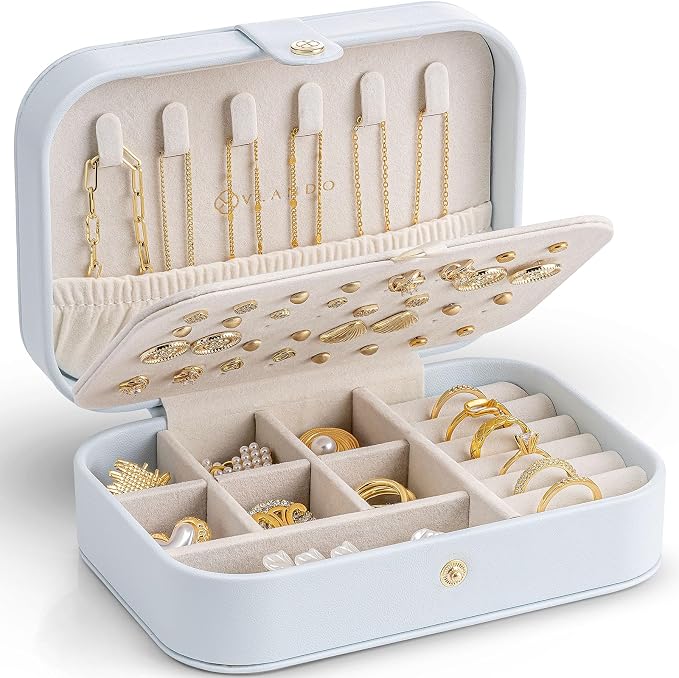 Vlando Travel Jewelry Case, PU Leather Travel Jewelry Box by VLANDO