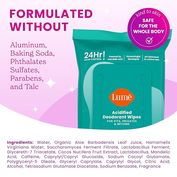 Lume Acidified Deodorant Wipes - Image 4