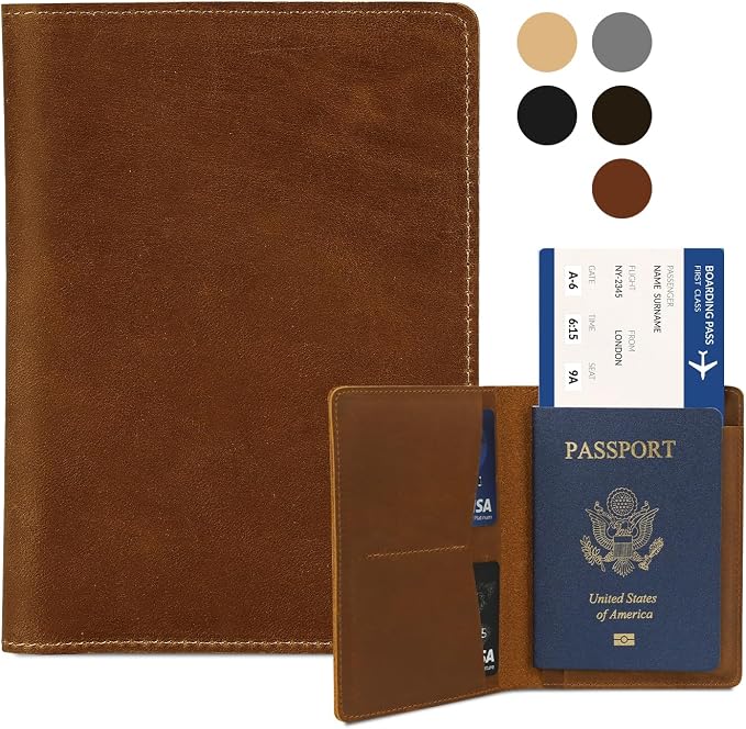 Real Leather Passport Holder for Men and Women, Handmade Wallet Cover Case by Kicoroiny-KeepInnovating