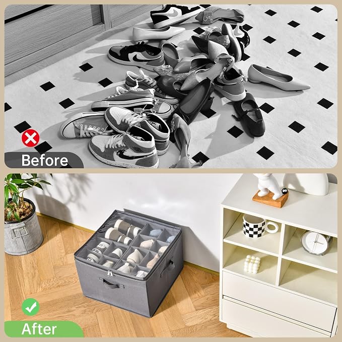 2 Pack Shoe Organizer for Closet, Fits up to 32 Pairs, Adjustable Dividers for - Image 4
