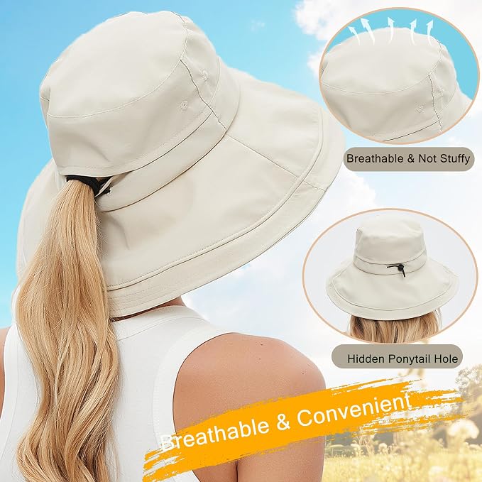 Sun Hats for Women Men UV Protection Wide Brim Bucket Hat - Image 7