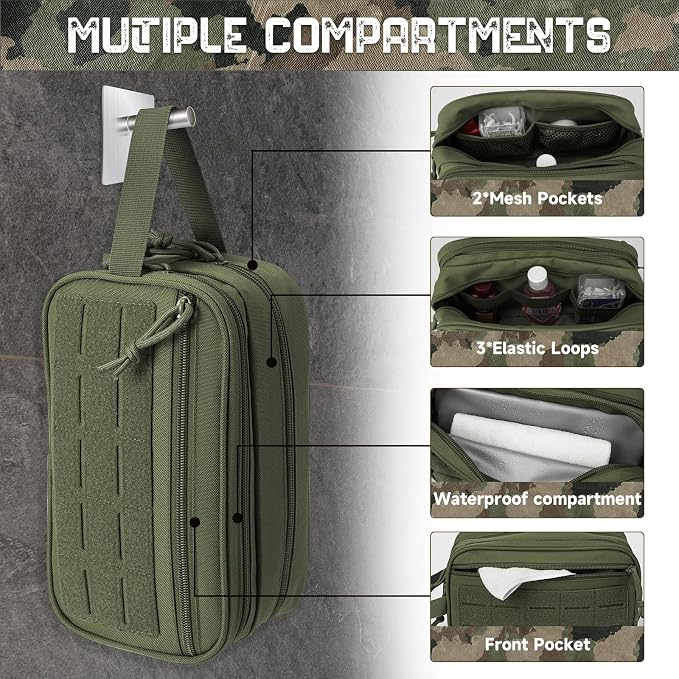 QT&QY Tactical Toiletry Bag For Men Hygiene Bag EDC Military Tool Molle Pouches - Image 4