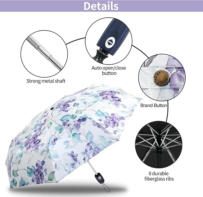 Color Coated Sun Umbrella UV Protection Compact Folding Windproof Parasols - Image 4