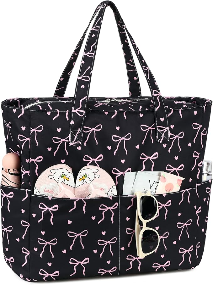 LEDAOU Large Beach Tote Bag Women Waterproof Sandproof Zipper Beach Tote Bag - Image 3