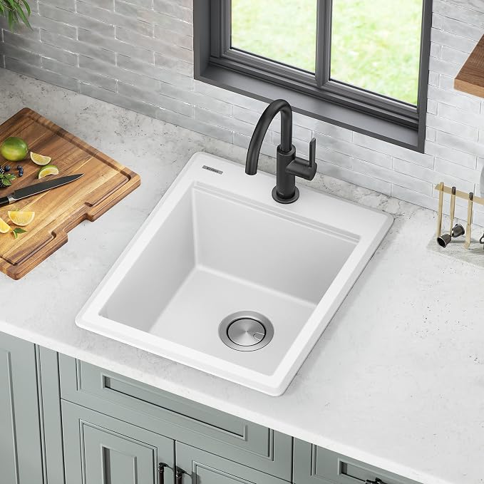 KRAUS Bellucci 18-inch Granite Workstation Drop In Top Mount Single Bowl - Image 2