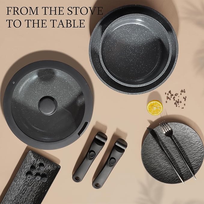 GiPP Ceramic Pots and Pans Set Non Stick, 11 Piece Nonstick Detachable Handle - Image 9