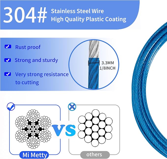 3.3mm Outdoor Travel Stainless Steel Security Cable-15ft Luggage Lock Safety - Image 2