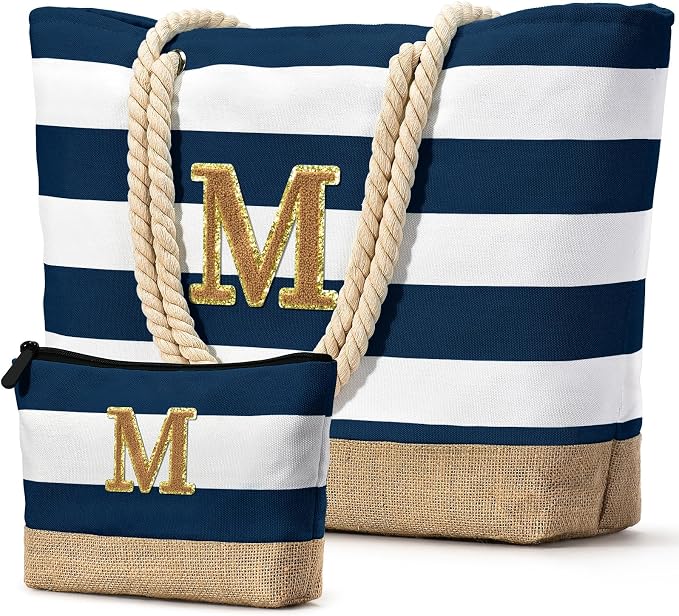 Becokan Beach Bag Initial Beach Tote by BecokanBeachBagSpecialist