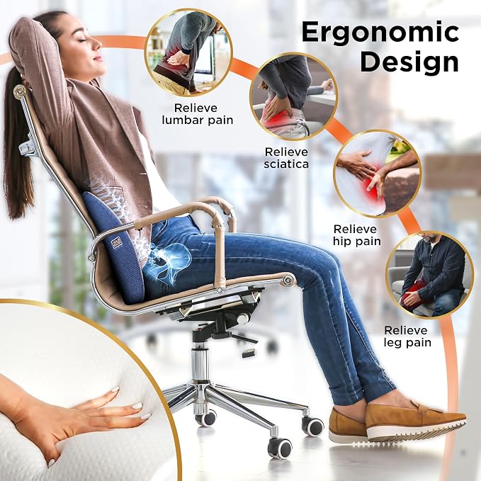 BLACK+DECKER Cooling Gel Lumbar Memory Foam Cushion – Ergonomic Back Support - Image 6