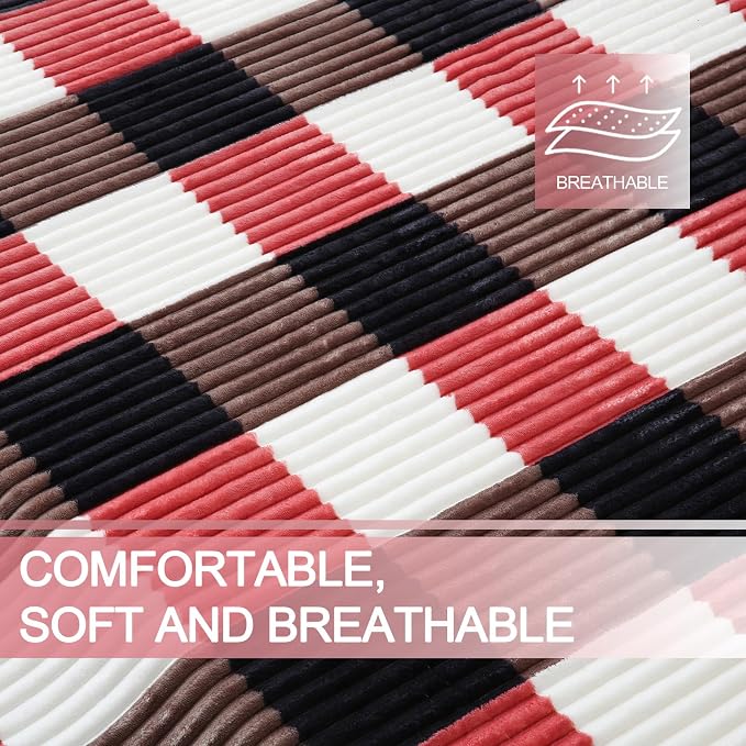 PU MEI Sherpa Blanket Twin Plaid Thick Bed Blanket, 80”*90”Super Soft Flannel - Image 4