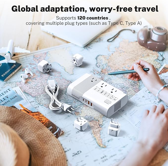 DOACE 500W Universal Travel Adapter 220V to 110V Voltage Converter, Pure Sine - Image 2