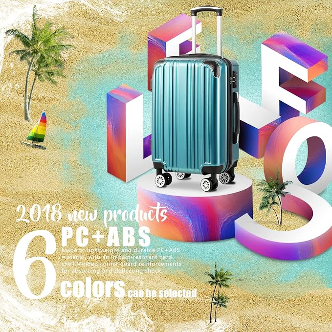 Coolife Luggage Expandable Suitcase PC+ABS Spinner 20in 24in 28in Carry - Image 2