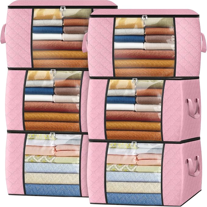 Fab totes 24 Gallons Clothes Storage, Foldable Thick Fabric Blanket Storage Bags by Fabtotes