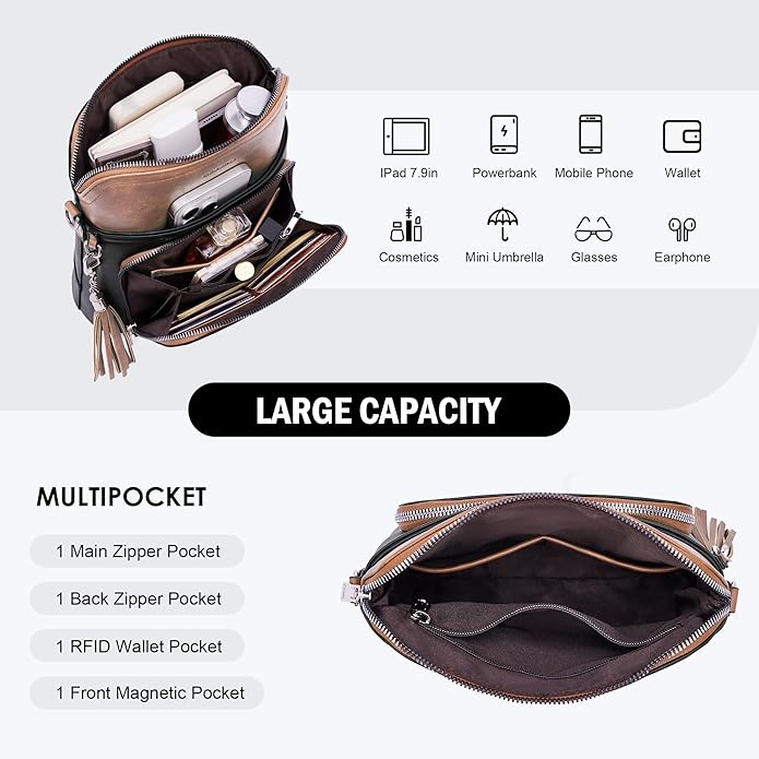 Crossbody Purse for Women, Lightweight Medium Crossbody Bag Soft Leather - Image 5