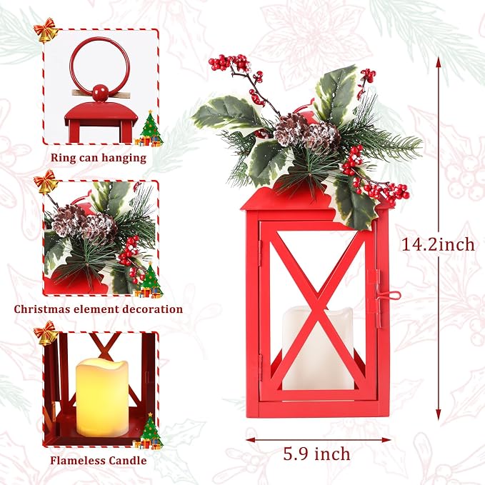 Christmas Lanterns Decorative Outdoor, Waterproof 14.2" Decorative Christmas - Image 3