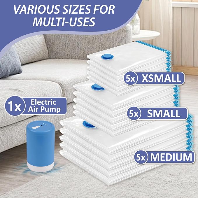Cozy Essential 15 Pack Travel Vacuum Storage Bags - Image 4
